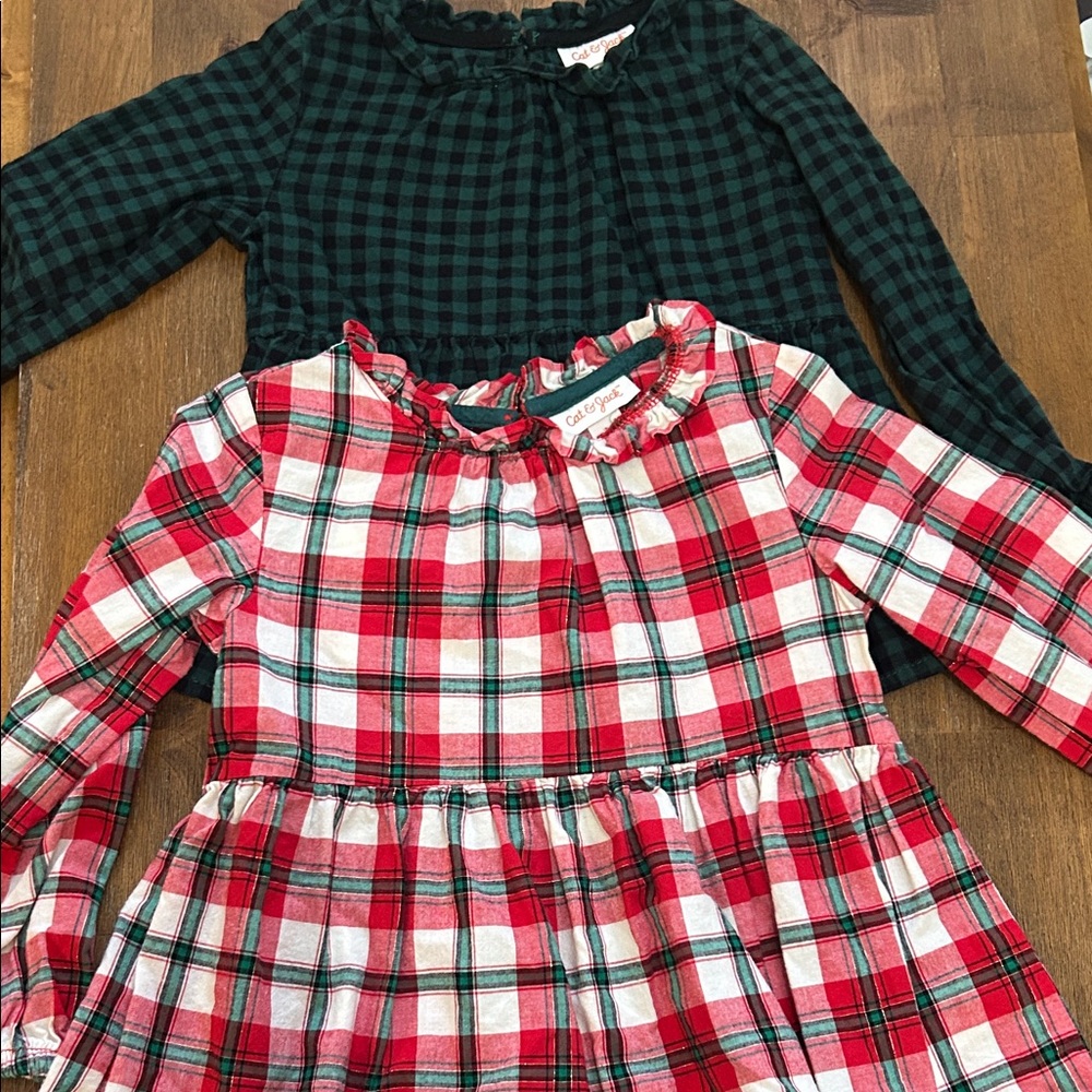 Cat and Jack Festive Plaid Top Duo